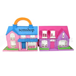 SCM Shop บ้านตุ๊กตาสองชั้น พับเป็นกระเป๋าหิ้วได้ 2in1 Happy House Dream House