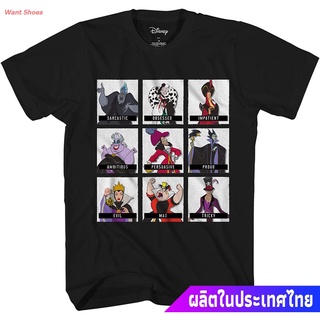 ผ้าฝ้าย 100%เสื้อยืดยอดนิยม Disney Villain Mugshot Emotions Graphic Tee Clic Vintage Movie Disneyland World Adult Tee Gr