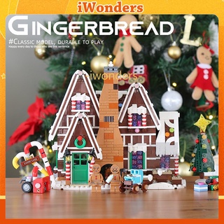 Gingerbread House ชุดบล็อกตัวต่อที่เข้ากันได้ DIY รุ่น Winter Village อิฐของเล่นสำหรับเด็กของขวัญวันเกิดสำหรับ Girls