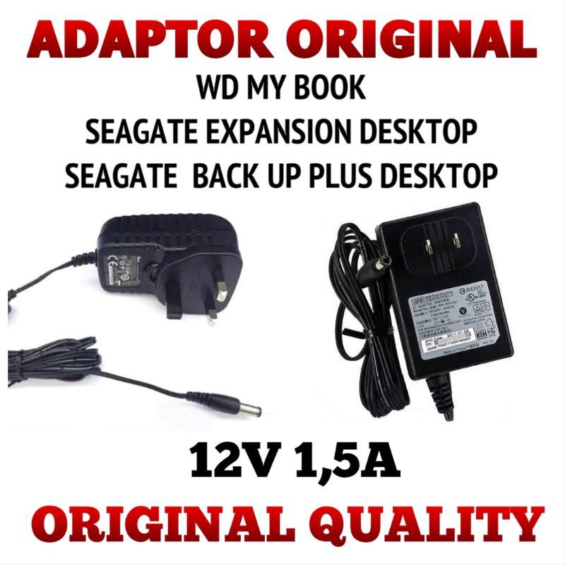 อะแดปเตอร์ WD MY BOOK / SEAGATE EXPANSION / BACK UP PLUS DESKTOP ORIGINAL 12V 1.5A