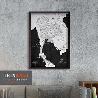 กรอบแผนที่ประเทศไทยวินเทจ: ดำ Vintage Thailand Map: Black Edition