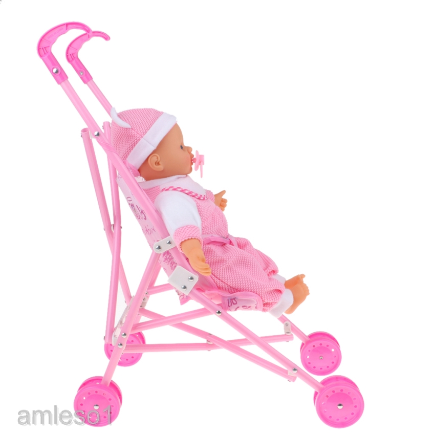 Reborn Doll Baby Toddler Furniture Playset ABS Foldable Stroller Carriage