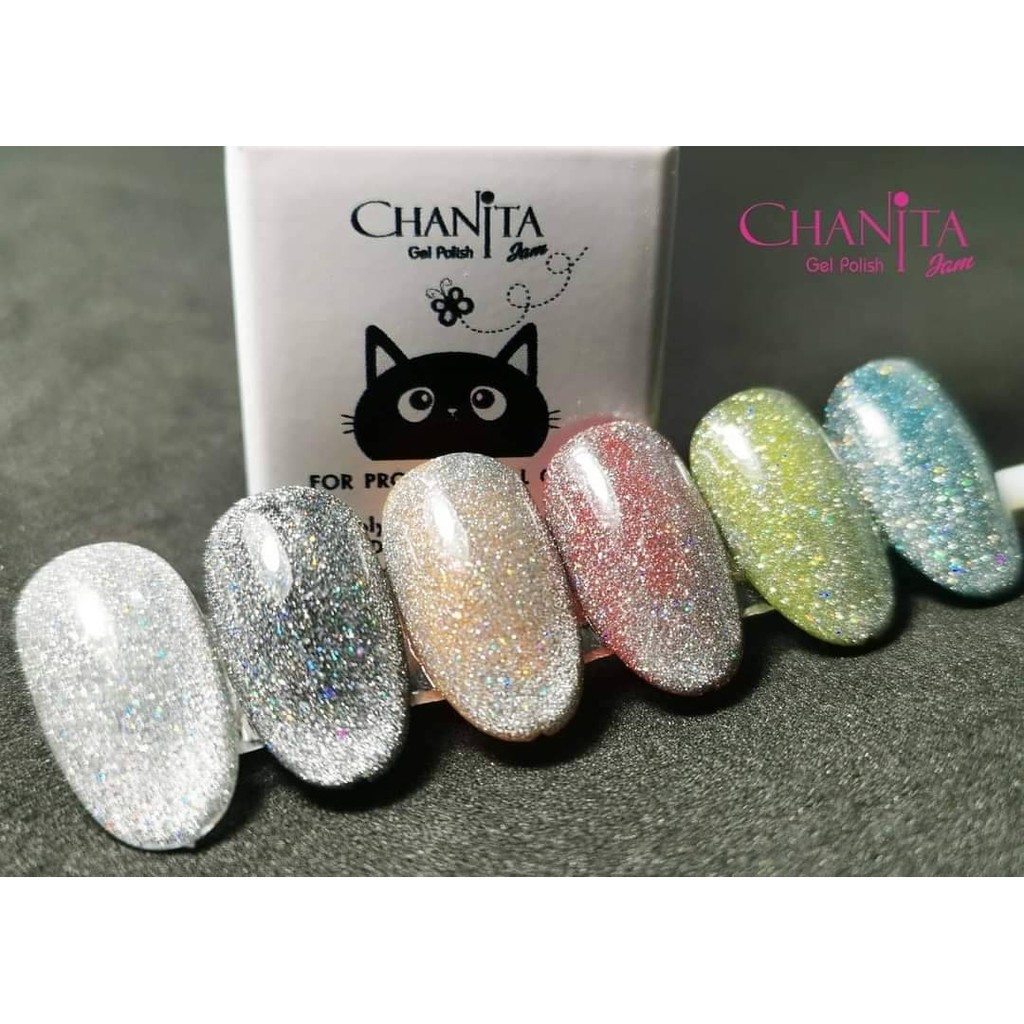 CHANITA สีเจลลูกแก้ว+แฟลช Flash+Cat eye gel ทาง่าย ดึงง่าย เล่นแสงไฟ