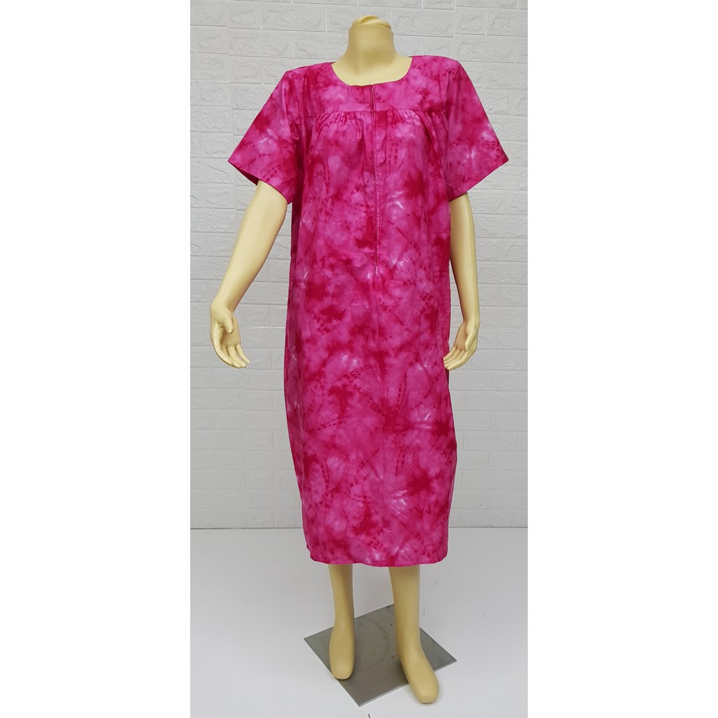 ชุดนอนผู้หญิง คอกลม ติดซิปด้านหน้า แขนสั้น มีกระเป๋า ทรง A ผ้าฝ้าย 100% ใส่สบายไม่ร้อน  ลายใหม่ ชุดลำลอง ชุดแม่บ้าน