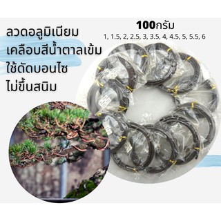 ลวดดัดบอนไซ ทำจากอลูมิเนียม เคลือบสีน้ำตาล ขนาด100กรัม