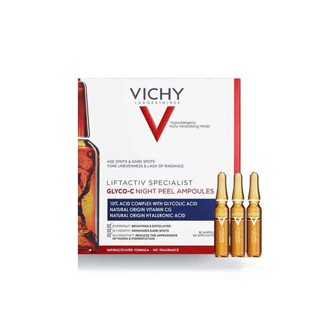 Vichy Liftactiv Glyco-C Night Peel Ampoules เซรั่มลดเลือนจุดด่างดำ สีผิวดูสม่ำเสมอกระจ่างใส 2ml.x10 (เซรั่มบำรุงผิวหน้า)