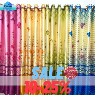 ผ้าม่านลายดอกไม้แบบE1-4(ลายผีเสื้อ-ดอกไม้) สินค้าใหม่ราคาพิเศษ! สีชมพู สีส้ม สีเขียว สีฟ้า