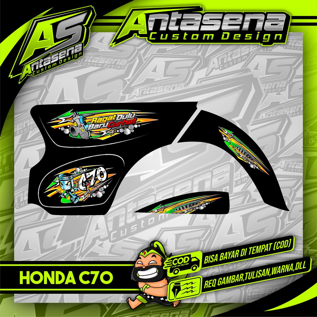Striping C70 Racing Herex สติกเกอร์รถจักรยานยนต์ Honda C70/Uluffy/Olong สติกเกอร์รูปลอก Custom 8