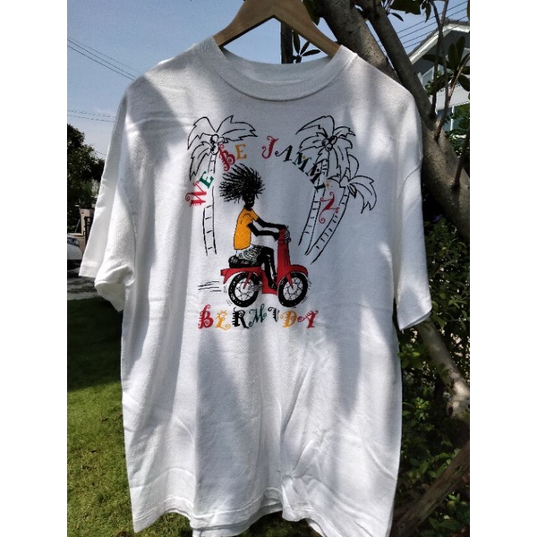 เสื้อยืดวินเทจ มือ2 ปี 80's WE BE JAMMIN ผ้าขาว ลายสวย