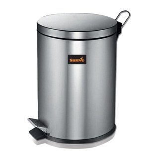 ถังขยะสแตนเลส 20 ลิตร สีเงิน ซันโว ถังขยะ Stainless Steel Trash Can 20 Liters Silver Sanvo