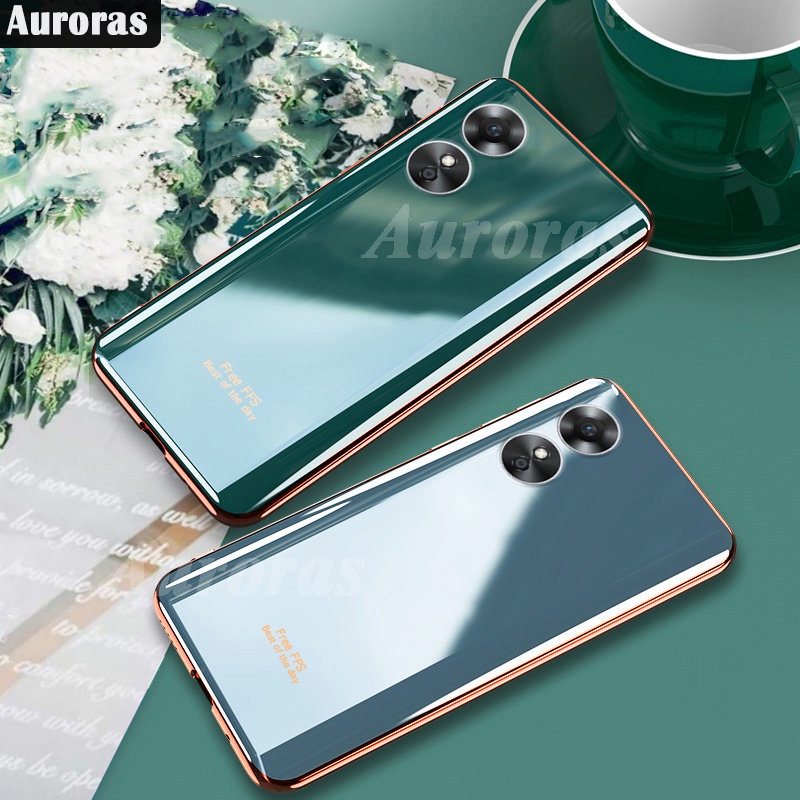 เคสโทรศัพท์มือถือ แบบนิ่ม ขอบทอง สําหรับ Oppo A78 A58 A78 A17 Shopee