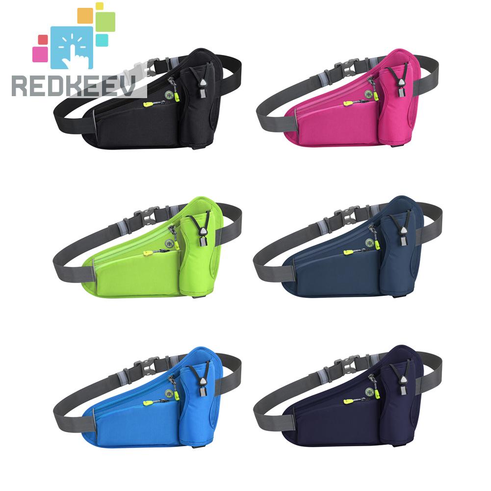 Redkeev กระเป๋าคาดเอว สําหรับใส่ขวดน้ํา โทรศัพท์มือถือ เหมาะกับการวิ่ง ออกกําลังกาย (สีดํา)