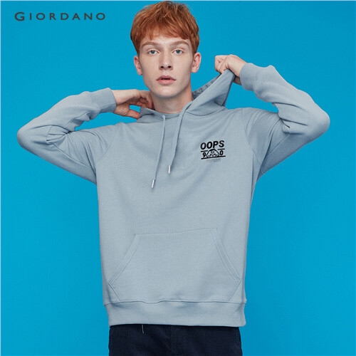 GIORDANO MEN Graphic kanga pocket hoodie 13099706