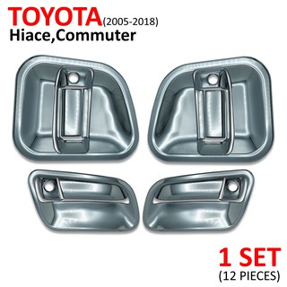 ชุด ครอบมือจับ ครอบมือเปิดประตู 2 ชิ้น สีโครเมียม สำหรับ Toyota Hiace, Commuter, Ventury ปี 2005-2018