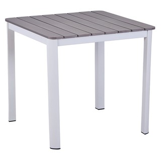 PATIO TABLE SPRING ARTEMIS 80CM PLASTIC WOOD WHITE/GREY โต๊ะ  ARTEMIS 80 ซม.พลาสวูด สีขาว/สีเทา โต๊ะและเก้าอี้ เฟอร์นิเจ