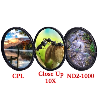 Knightx ฟิลเตอร์เลนส์กล้อง 3 In1 Cpl + Close Up 10 Macro + Variable Neutral Density Nd2-1000 49 มม . 52 มม . 58 มม . 62 มม . 67 มม . 72 มม . X