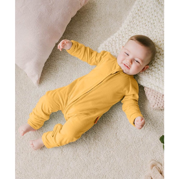 Takoyakids Essentials Azuki Zipper Sleepsuits Mustard - 12-18m