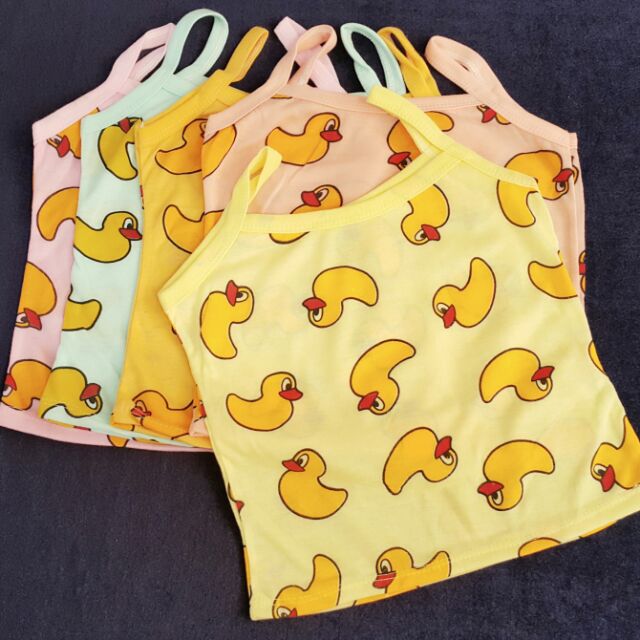(แพ็ค6,12ตัว) 💖🐤เสื้อเด็กสายเดี่ยว ผ้ายืด ลายเป็ด /คละลาย ราคาโรงงาน รอบอกเริ่มต้น 21