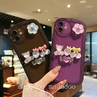 Samsung Galaxy A24 A53 A33 A23 A72 A12 A11 A10 A10S M23 M33 M11 J4 Plus 2018 4G 5G Cute Crystal Bear Strawberry Cherry Love Flower Round Airbag Shockproof Color Clear Soft Phone Case Full Lens Protection Back Case NKS 11