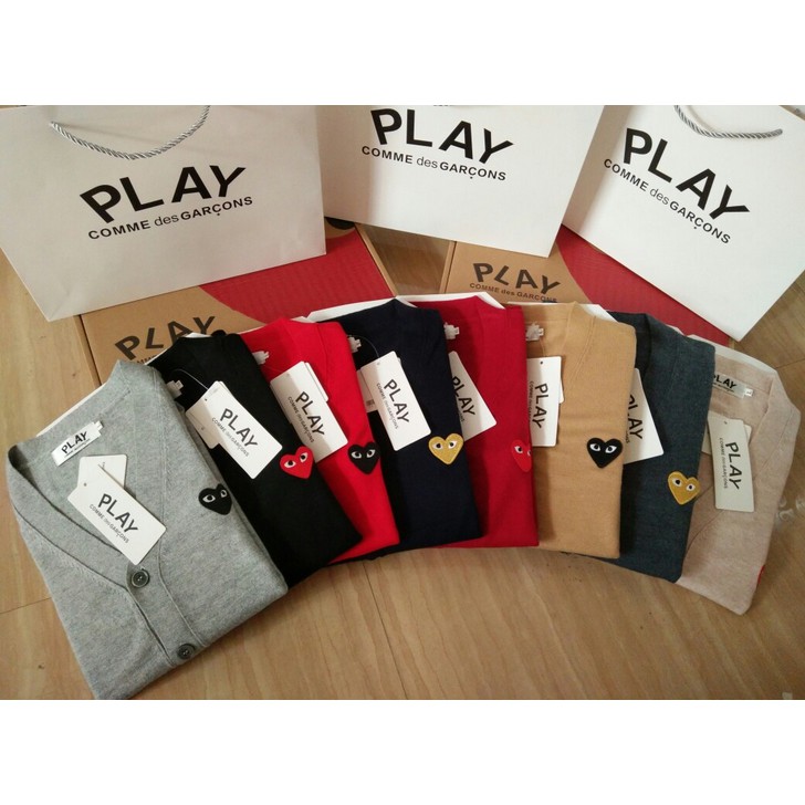 มาใหม่ CDG เสื้อคาร์ดิแกน คอวี ผ้าถัก ลําลอง ลายหัวใจ สีแดง สําหรับผู้ชาย ผู้หญิง 04