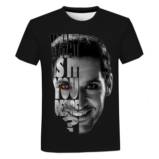 [100% Cotton] Lucifer เสื้อยืดลําลอง แขนสั้น พิมพ์ลาย 3D พลัสไซซ์ แฟชั่นฤดูร้อน สไตล์ฮาราจูกุ สําหรับผู้ชาย