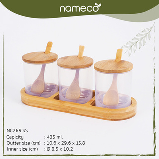 Nameco รุ่น NC265SS Eco Friendly ชุดเครื่องปรุงถาดไม้ รักษ์โลก พลาสติกย่อยสลายได้ เป็นมิตรต่อสิ่งแวดล้อม 1404657