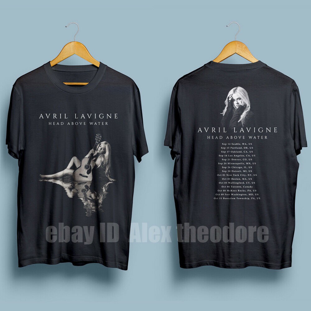 คำแนะนำยอดนิยม ลดราคา เสื้อยืดผ้าฝ้าย 100% พิมพ์ลาย Avril Lavigne Tour Head  Above Water Graceful 2022 สีดํา ของขวัญวันว