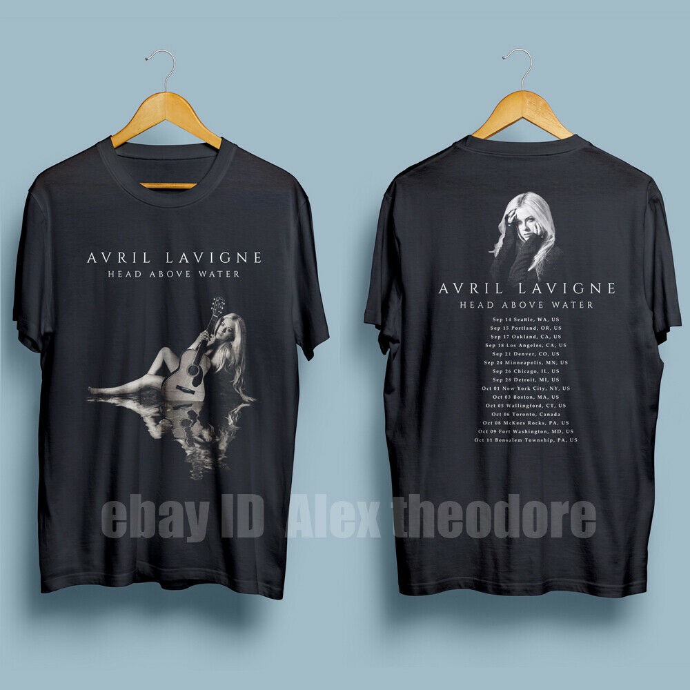 คำแนะนำยอดนิยม ลดราคา เสื้อยืดผ้าฝ้าย 100% พิมพ์ลาย Avril Lavigne Tour Head Above Water Graceful 2022 สีดํา ของขวัญวันว