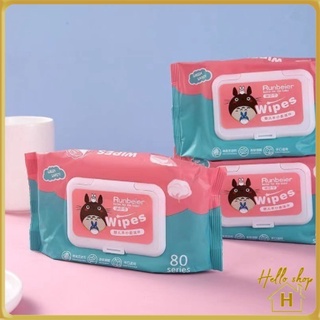 Helloshop 90288 ทิชชู่เปียก 80 แผ่น กระดาษเปียก Baby Wipes กระดาษทิชชู่เปียก สูตรน้ำบริสุทธิ์ ผ้านุ่มชุ่มชื่น