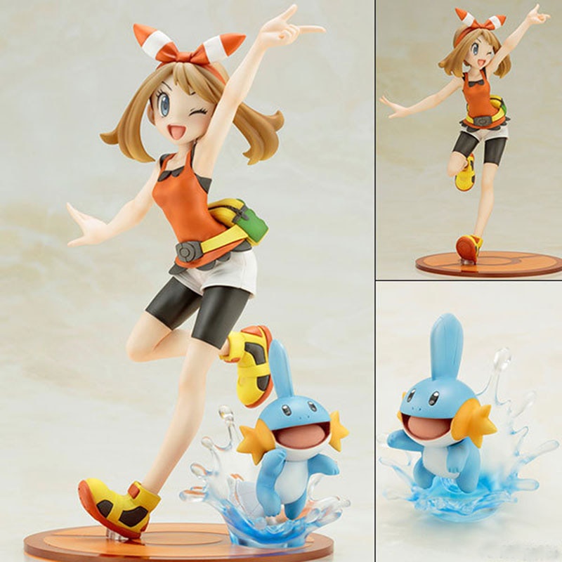 อะนิเมะ Pokemon ARTFX Haruka พร้อม Mizugorou May พร้อม Mudkip 19 ซม.Action Figure ของเล่นเด็กวันเกิด