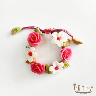 สร้อยข้อมือกุหลาบ สร้อยข้อมือดินปั้น กำไลข้อมือ งานดินปั้น ไอดินไทย idinthai small rose bracelet