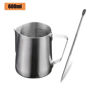 เหยือกตีฟองนม เหยือกสแตนเลส ถ้วยตีฟองนม สแตนเลส 350ml/600ml มีสเกล Stainless Milk Pitcher