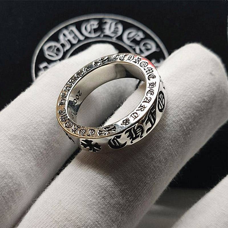【คู่รักบูติก】 Ch Thai Silver 925 Sterling Silver Cross Heart Forever Eternal Ring Men's Women's Punk Style Personality Fashion Trend Ring
