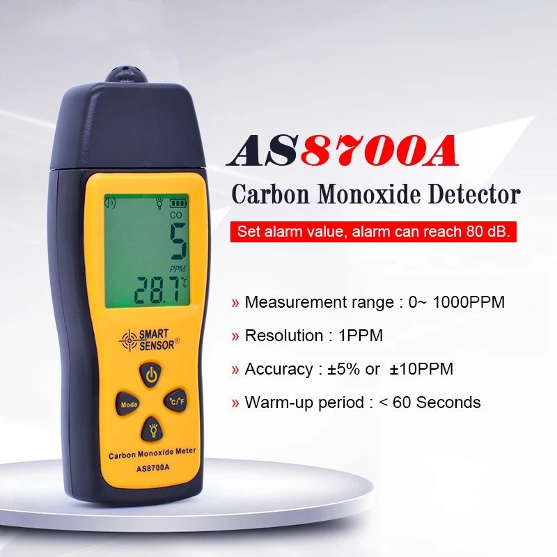 AS8700A Carbon Monoxide Detector Gas Monitor Carbon Monoxide Analyzer Alarm CO Leak Detector