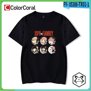 คอตต้อนคอกลมColorcoral Spy X Family Forger Anya เสื้อยืดลําลอง แขนสั้น คอกลม พิมพ์ลายอนิเมะ โอเวอร์ไซซ์ แฟชั่นสําหรับผู้