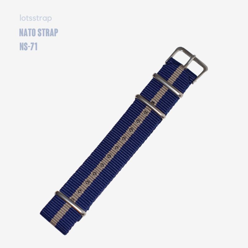 Nato Strap Navy One Grey 20mm Nylon Watch Strap - NS71
