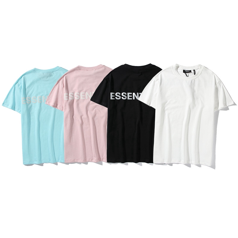 Fear Of God Essential Cotton Couples T Shirts 3m Reflective Classic Logo Short Sleeve Tops Unisex Sports Casual T Shirt Shopee Thailand