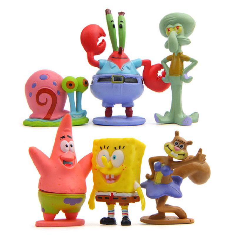 6 ชิ้น / เซ็ตเรซิ่นน่ารักการ์ตูน S Pongebob รูปพิพิธภัณฑ์สัตว์น้ำเครื่องประดับบ้านปลาภูมิทัศน์ตกแต่ง