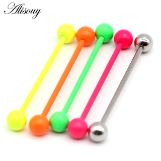 Alisouy จิวเจาะหู สเตนเลส 316L สีนีออนน่ารัก 14 กรัม 1 ชิ้น