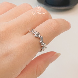 She with Cheewa | silver925 | melty ring แหวนเงินแท้ มินิมอล เท็กเจอร์เหมือนแหวนกำลังละลาย ปรับขนาดตามนิ้วได้ค่ะ