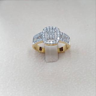 แหวนหน้าบาเก็ตก้านแถว เพชร Round Brilliant+Baguette 59/0.60 ct.