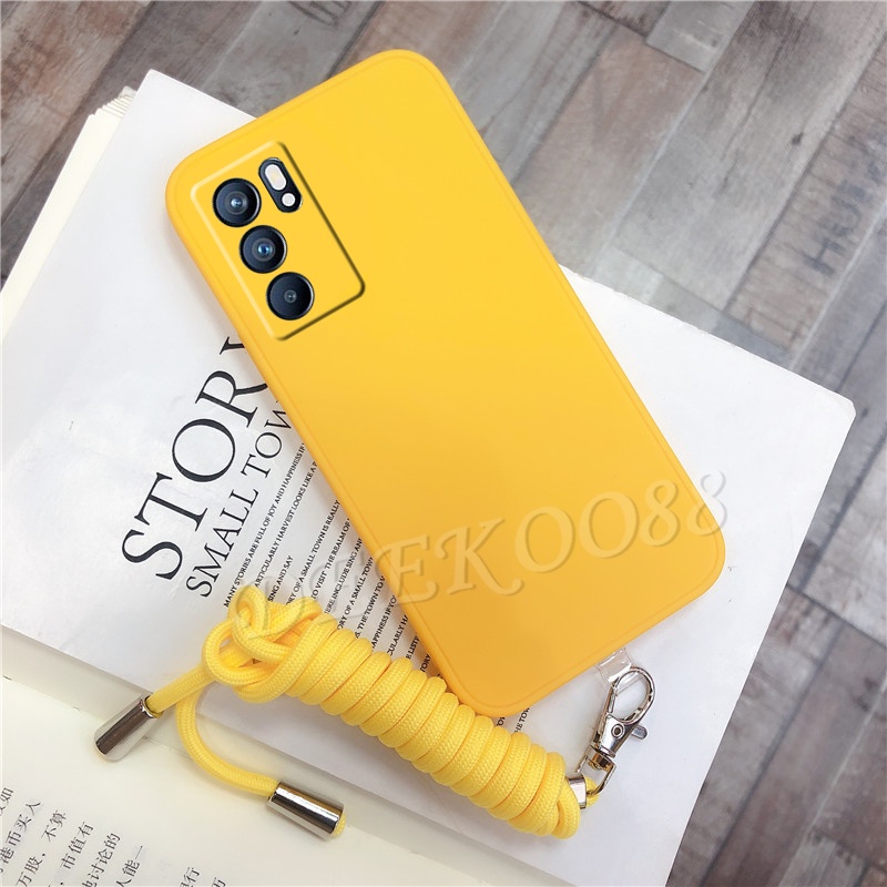 เคสโทรศัพท์ OPPO Reno6 Z 5G / Reno6 5G New Casing Skin Feel TPU Softcase with Strap Rope Back Cover เคส OPPO Reno 6 6Z 5G Case