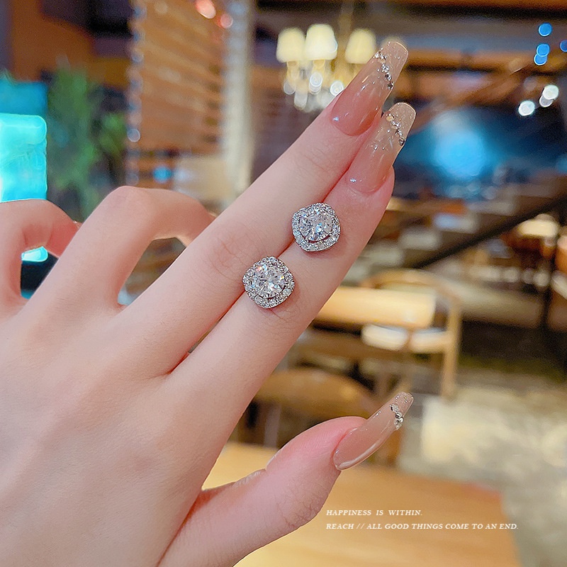 ต่างหูเงิน Shuling S925 ประดับเพทายสไตล์คลาสสิก
 - รูปที่ 6