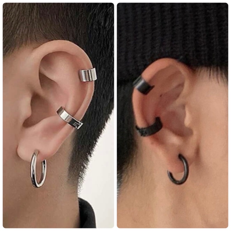 พร้อมส่ง ต่างหูห่วงสไตล์ใหม่ แบบหนีบ 3-5 ชิ้น  ไม่ต้องเจาะให้เจ็บ