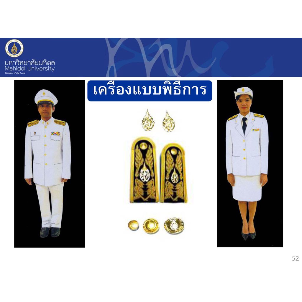 ชุดเครื่องหมายมหาวิทยาลัยมหิดล(ชุดขาว)ไม่รวมหน้าหมวก