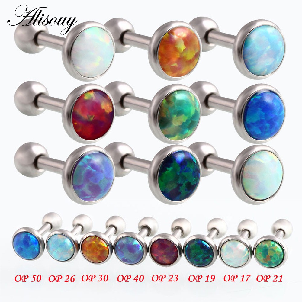 Alisouy 1PC แฟชั่นโอปอลหูกระดูกอ่อน Tragus เจาะคละสีต่างหูสตั๊ดสําหรับสาวเซ็กซี่เครื่องประดับ 3 มม.4 มม.5 มม.