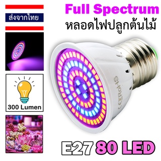 ไฟปลูกต้นไม้ 80LED หลอดไฟปลูกพืช ขั้วหลอด E27 Full Spectrum โคมไฟเร่งโต สำหรับ ไม้ดอก ไม้ประดับ แคคตัส