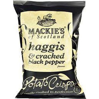 Mackie Haggis &amp; Cracked Pepper Potato Crisps 150g. แม็คกี้แฮ็กกิสพริกไทยดำป่น 150 กรัม