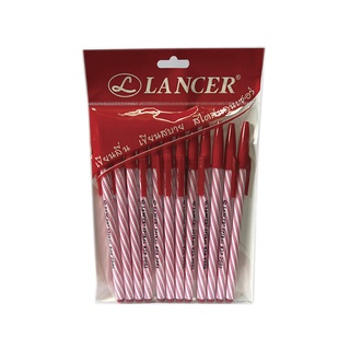 แลนเซอร์ ปากกาปลอก Spiral 825 0.5 มม. หมึกสีแดง แพ็ค 12 ด้าม101337LANCER Ball Pen #Spiral 825 0.5 mm Red Ink 12Pcs/Pack