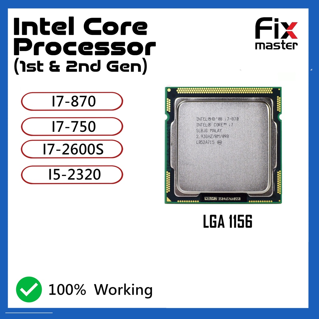 Intel Core โปรเซสเซอร์ (1st 2nd Gen) ซ็อกเก็ต LGA 1155 LGA 1150 I7-870 / I7-750 I5-2320 I7-2600S CPU